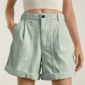 Everlane Womens Tourist Shorts Ice Green Organic Cotton High-Waisted Bermuda 0
